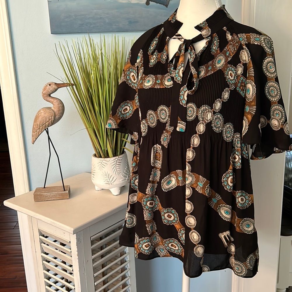 Lauren Ralph Lauren Equestrian Blouse with Flowing Sleeves - Size XXS